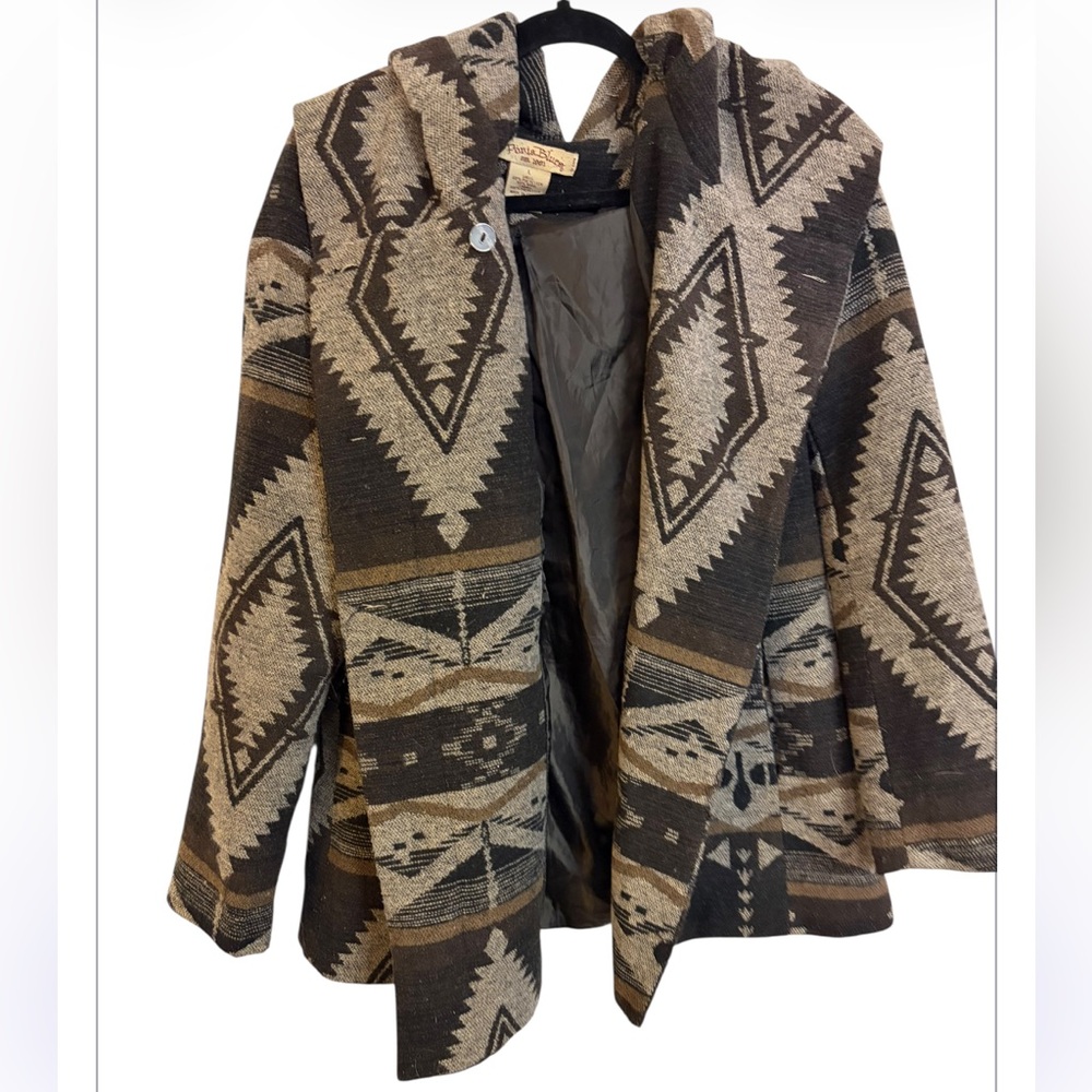 Paris Blues Geometric Brown Hooded Jacket